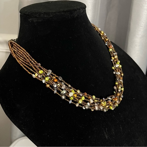 Multi strand Copper Colored Necklace - Picture 2 of 6